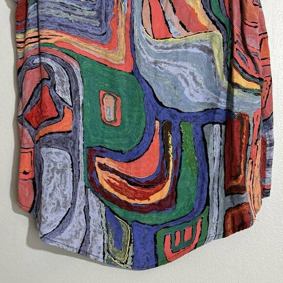 Vintage Platinum Dorothy Schoelen Sleeveless Blouse Women Petite Abstract Retro - Picture 11 of 12